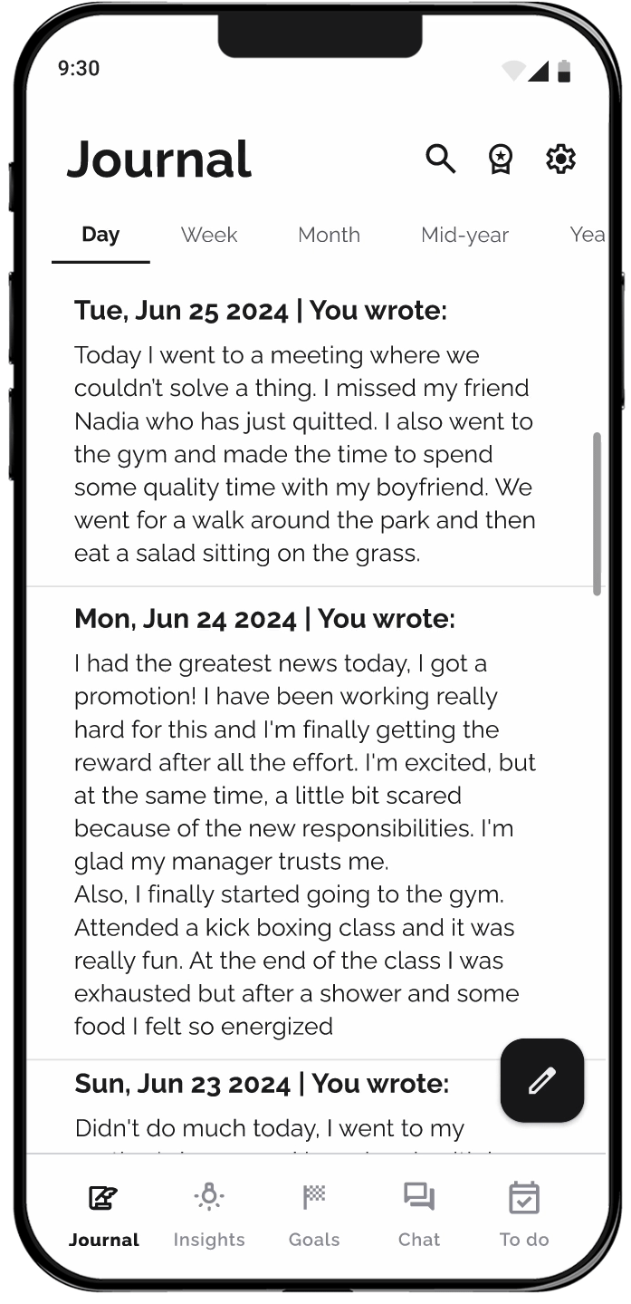 Write down your thoughts feature